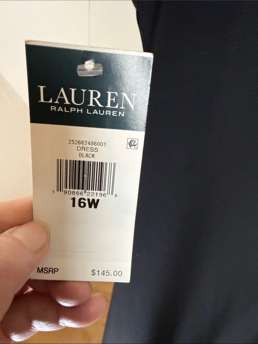 NWT LAUREN Ralph Lauren Black Elegant Cocktail Dress 16W - Picture 6 of 7
